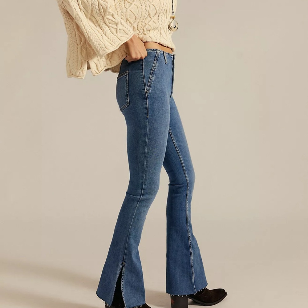 We The Free Free People Level Up Slit Slim Flare Jean